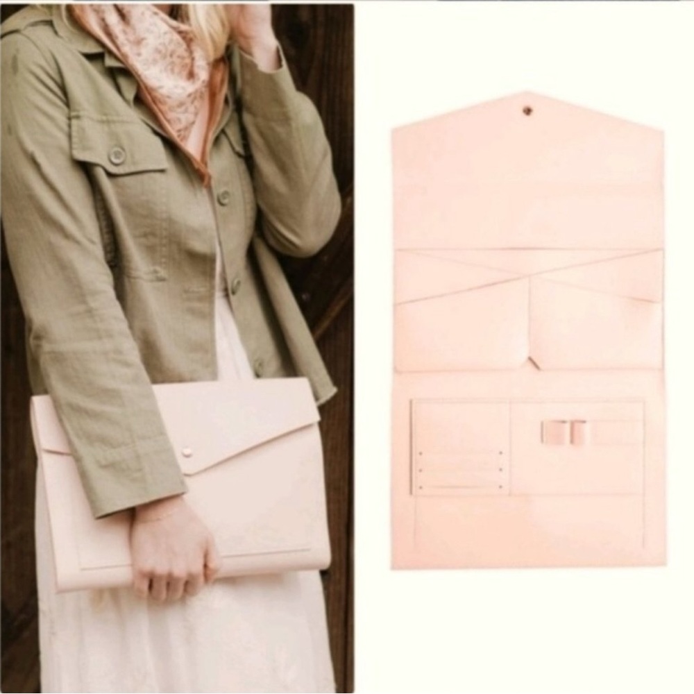 Glass Ladder Pink Rose Gold Portfolio Envelope Clutch